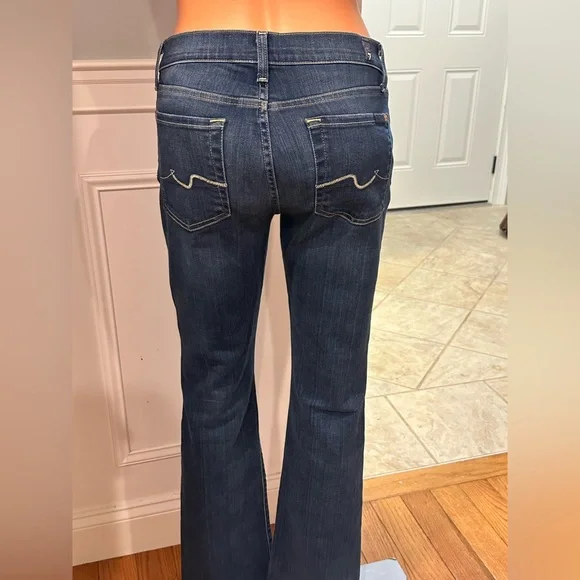 7 For All Mankind Dark Blue Flare Jeans - Picture 5 of 5